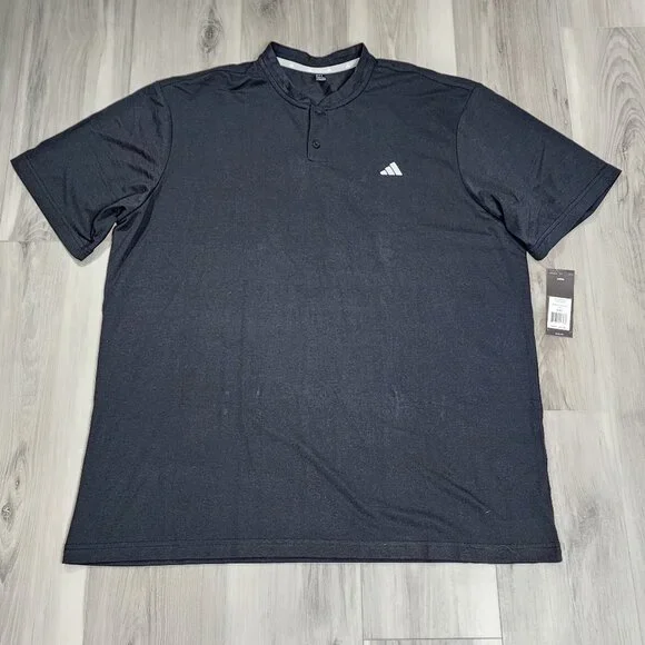 Adidas Polo Men's 2XL Black Go-To Henley Short Sleeve New - Picture 1 of 10